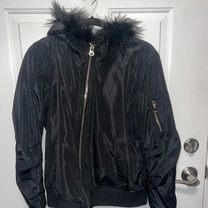 Charlotte Russe Black Faux Fur Jacket